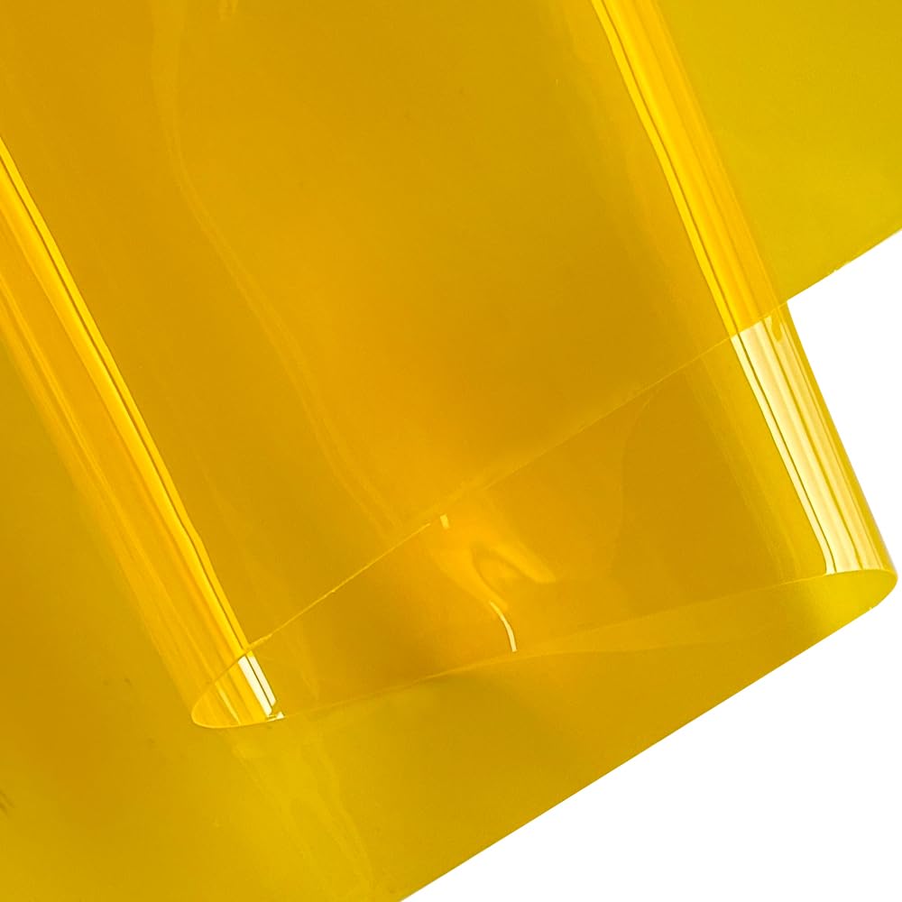 ONEART Tela de vinilo sintético impermeable de piel sintética transparente de poliuretano termoplástico sólido para costura y decoración del hogar, 54 pulgadas de ancho, se vende por yarda (amarillo)
