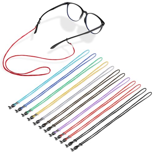 Andibro 12 Stück Nylon Brillenband, Bunt Verstellbar Brillenbänder Glasses Chain Brillenkordel für Sonnenbrillen Lesebrillen Kette Sportbrillenband Damen Herren (Mehrfarbig)