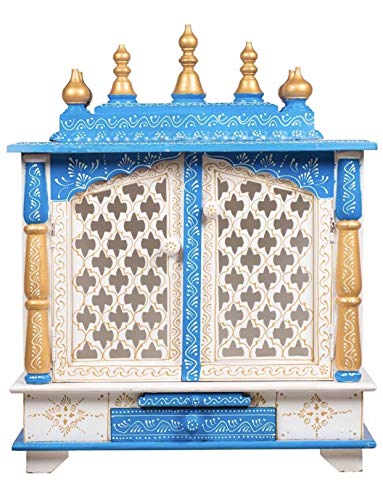 Temple de pooja indien en bois Aakrati pour coin de méditation mural à la maison