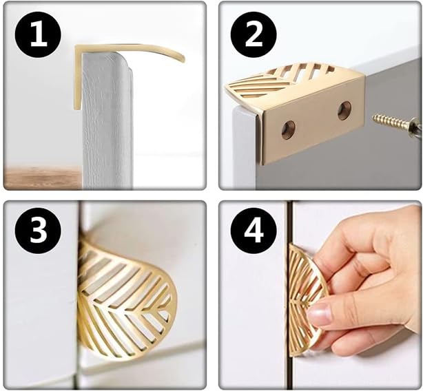 Candeon Gold Drawer Knobs, 4Pcs Brass Kitchen Cabinet Handles Gold Drawer Handles - Image 4