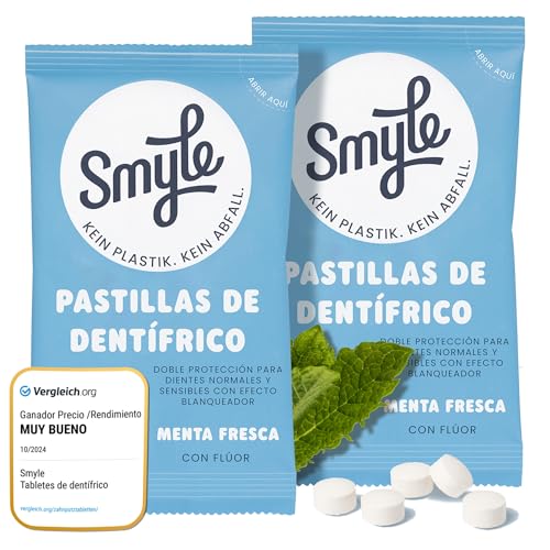 Tabletas de dentífrico Smyle: Veganas, con fluor, sin...