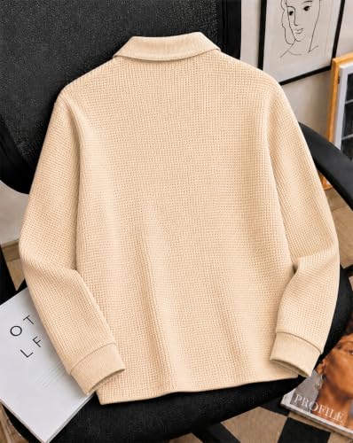 Image of AUSK Men's Waffle Knit Textured Full Sleeve Polo T-Shirt | Cotton Blend Regular Fit Zip Polo Neck Solid Smart Casual T Shirt for Men | Casual Wear, Travel & Weekend Wear Tshirt for Men