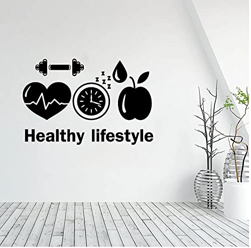 Calcomanía de vinilo para pared de estilo de vida saludable para la empresa, motivación deportiva, dieta, gimnasio, comedor, decoración, pegatina de pared 64x42cm