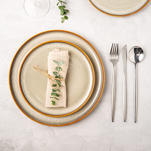 Leratio Ceramic Plates Set Of 6, 8.5 Inch Reactive Glaze Light Weight Porcelain Salad Plates,Modern Shape Dinnerware Dishes Set For Kitchen,Microwave&Dishwasher&Oven Safe, Scratch Resistant #TOP5