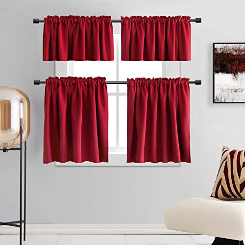 Donren Christmas Holiday Red Valances For Bedroom - Room Darkening Window Curtain Valances With Rod Pocket (42 By 12 Inch Length,2 Panels) #TOP3