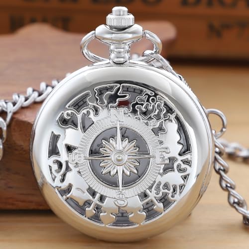 Image of Quartz Pocket Watch for Men, White Roman Digital Dial Pocket Watches for Men with Chain