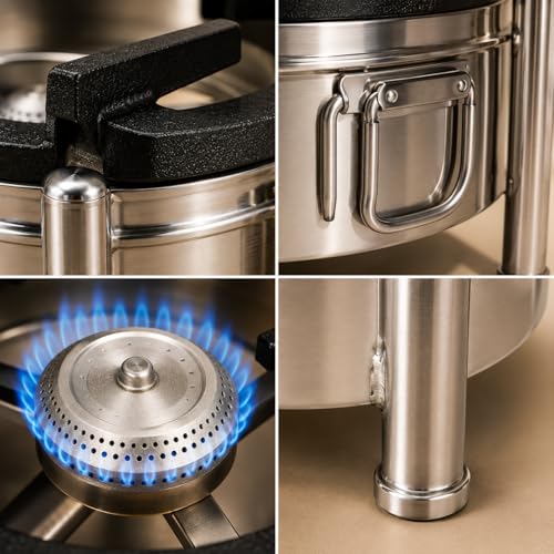 Image of 12x12 Inch Catering Burner Heavy Duty Commercial LPG Gas Stove Stainless Steel Cooktop for Hotel Restaurant Catering Kitchen