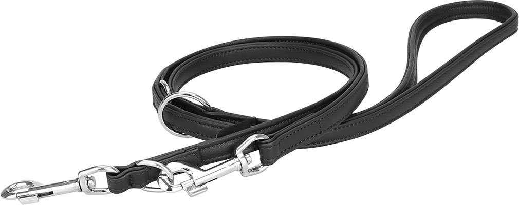Knuffelwuff Basic Plus - Guinzaglio in Pelle Regolabile, Lunghezza 200 cm, Larghezza 15 mm, Colore: Nero