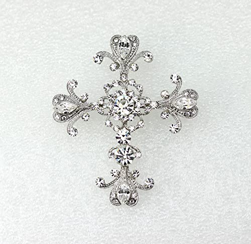 Image of Faship Gorgeous Rhinestone Crystal Cross Crucifix Pin Brooch