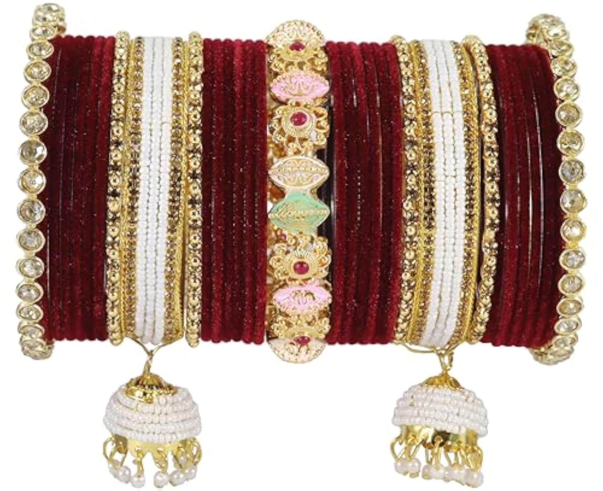 Bridal Maroon Chura Set for Women