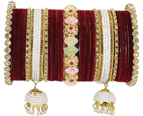 Bridal Maroon Chura Set for Women