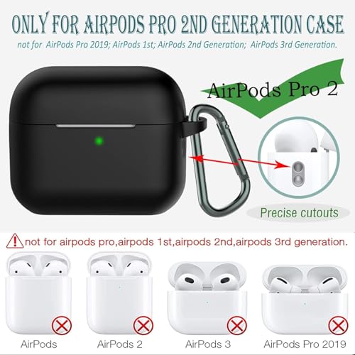 Image of EDNITA Airpods Pro 2 Case with Cleaning Pen Compatible with Airpod 2 Pro & Airpods Pro, Earphone Case Cover Keychain | Shock Ressitant Full Protection LED Visible (Black)
