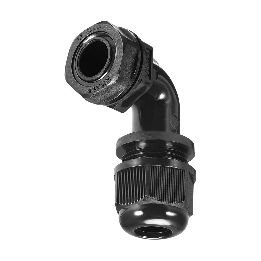 Unifizz 2 Pcs M16 Cable Gland, 90 Degree Adjustable 4-7mm Bend Protection, Nylon Cord Connector with Locknut and Gasket