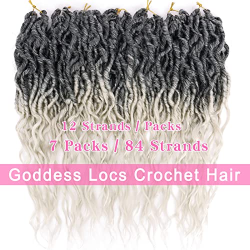 7 Packs Faux Locs Crochet Hair For Women, New Soft Locs Crochet Braid Pre Looped Goddess Locs Crochet Hair Boho Locs Crochet Braids With Curly Ends Synthetic Braiding Hair Extensions (16Inch, Tgray#) #TOP3