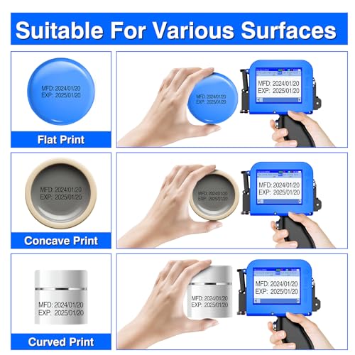 Image of Mini Handheld Inkjet Printer, Handheld Printer Portable with 42ml Fast-Drying Solvent Ink Handheld Inkjet Printer Gun for Date /Batch /QRcode /Barcode Handheld Printer for Any Surface (MP10, 0.5inch)