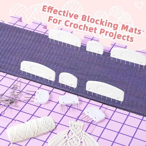 Image of Opstin Knitting Blocking Mats and Pins, Interlocking Blocking Boards for Crochet Projects 0.75'' Extra Thick Blocking Mats with 150 T-Pins and Storage Bag