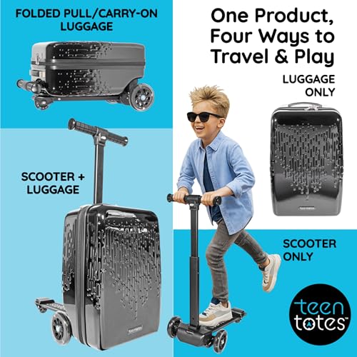 Teen Totes Detachable 4-in-1 Scooter Luggage for Kids – Ride-On Suitcase with Removable Luggage Body, Adjustable Handlebar, Durable Deck & Brake, Carry-On Size – Travel & Play3