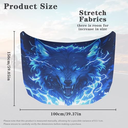 Image of Cool Lightning Wolf Hood Cover for Car SUV Sedan Truck, Waterproof Elastic Polyester Car Hood Protector, Cool Decorations for Automotive Exterior Accessories