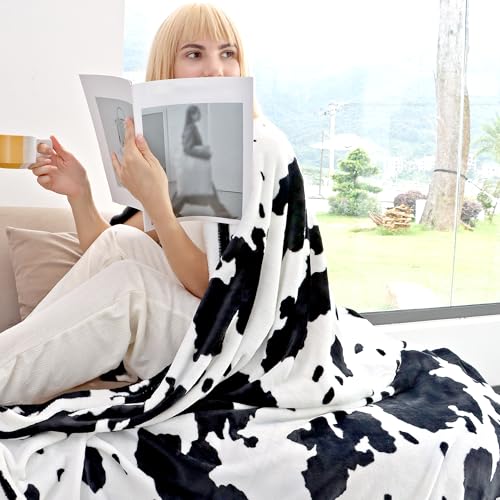 Image of Twin Size Blanket, Black and White, 60x80 inches | Warm Cozy Soft Fuzzy Fleece, For Bed Couch Travel Camping, All Season Home Room Decor