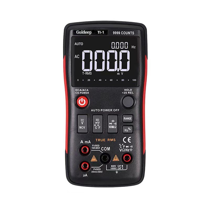 Image of 240 * 240 Resolution with 9999 Counts Multimeter, Professional Digital Multimeter for Home Inspection & Outdoor Use，-4F to 1832F Temp Range（Blackish red）