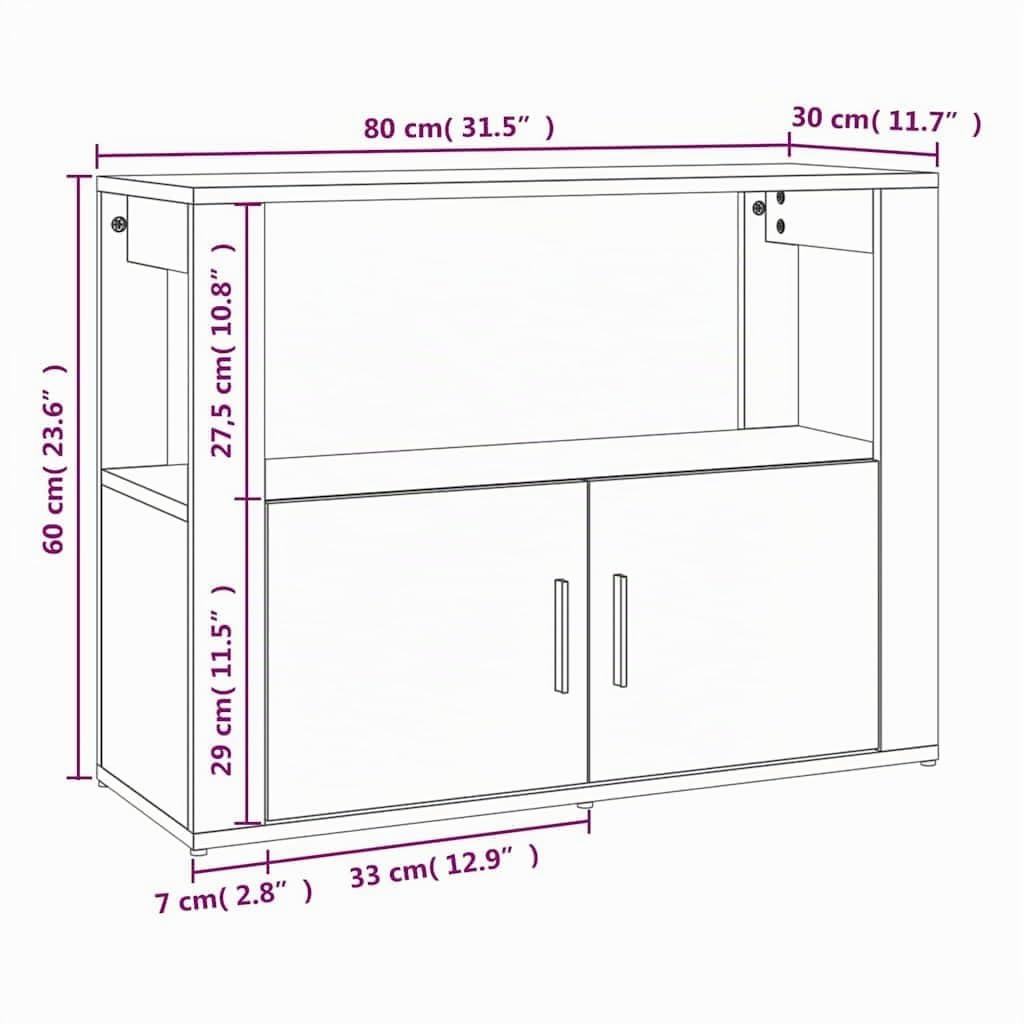 vidaXL Buffet Armoire de Rangement Organisateur de Maison Meuble de Rangement Armoire de Salon Blanc 80x30x60 cm Bois d'Ingénierie