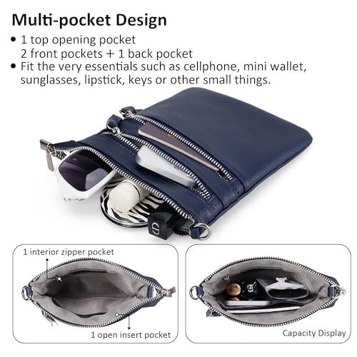 Image of befen Small Genuine Leather Crossbody Purses for Women Trendy Travel Shoulder Handbags with Multiple Zipper Pockets