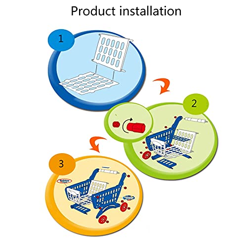 Shhjjyp Einkaufswagen FüR Kinder Ideal FüR Kaufladen Und Supermarkt Mit Kuststofflebensmitteln Spielzeug Kindereinkau… – Bild 3