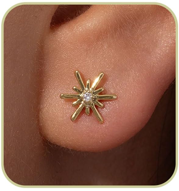 Gold Stud Earrings for Women Trendy 14K Gold Stud Earrings Dainty Earrings Simple Minimalist Gold Earrings Hypoallergenic Earring