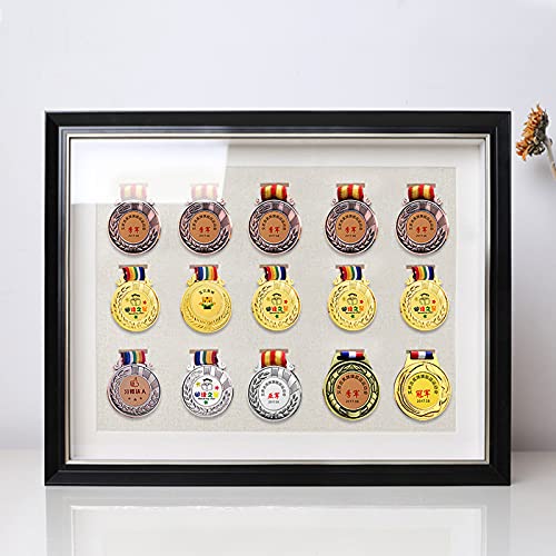 ZJM Medaille Display Rahmen,Holzvitrine für Medaillen und Ehrenabzeichen,Marathon-Medaillen-Aufbewahrungsbox,3D-Deep-Box- Rahmen zur Anzeige von Kriegs-Militär- Sportmedaillen Cover