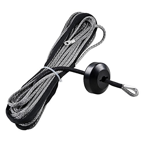 Astra Depot 50ft 1/4 inch (RAY Synthetic Winch Rope Cable 6400lbs + Rubber Stopper ATV UTV SUV KFI Recovery Replacement