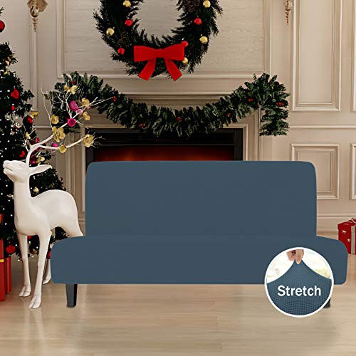 Image of Easy-Going Stretch Large Futon Slipcover Armless Futon Cover Bluestone