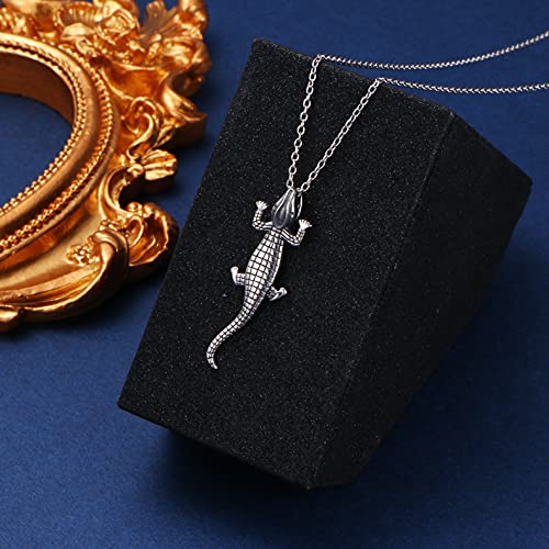 DAOCHONG S925 Sterling Silver Alligators Crocodile Animal Pendant Necklace for Women Men Teen4