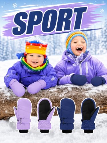 Image of Newcotte 6 Pairs Winter Ski Mittens Kids Waterproof Warm Snow Gloves for Boys Girls Cold Weather Outdoor Activities