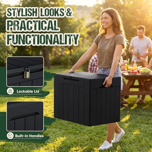 Image of Devoko 29 Gallon Deck Box, Waterproof Resin Outdoor Storage Box