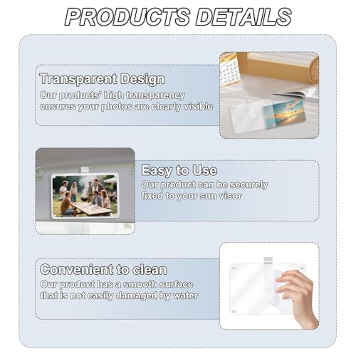 Image of 2Pcs Car Sun Visor Photo Folder, Meaningful Car Accessories for Women Acrylic Magnetic Visor Photo Clip for 3 inch & 4 inch Photos, Holiday Gifts Suitable for Gifting to Family & Friends