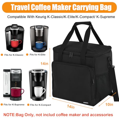 Image of Travel Coffee Maker Carrying Bag Compatible with Keurig K-Classic /K-Elite /K-Supreme /K-Compact,Single Serve Coffee Maker Portable Storage Bag with Shoulder Strap(Patented Design)