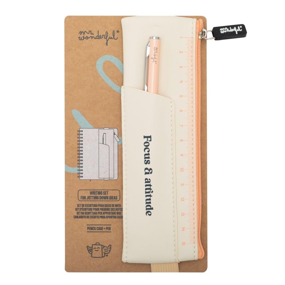 Mr.Wonderful - Set di astuccio + penna + graffette + sticker glitter - Write your own destiny