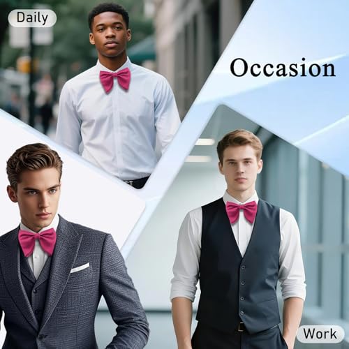Image of Luckyvestir Oversized Bow Ties for Men, Pre Tied Clip on Men's Black Bowtie for Wedding Tuxedo Banquets Formal Wear
