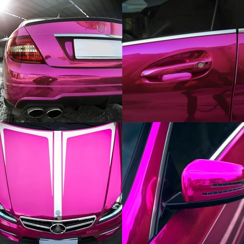 Image of LZLRUN 1FT x 5FT Chrome Mirror Vinyl Wrap Adhesive Car Sticker Decal Film (Rose Red, 1FT x 5FT)