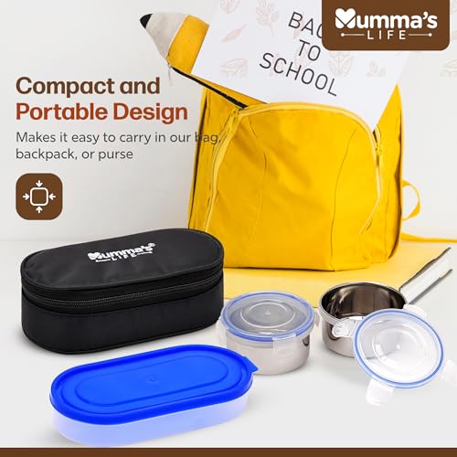 Image of Mumma's LIFE Stainless Steel Lunch Box Suitable for School, Offices and picnics(280 ML) (Black) (GLORE)