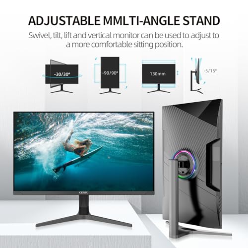 Image of CUNPU 32 inch 4K UHD (3840 x 2160) Monitor IPS Ultra-Thin Computer Monitor 60Hz sRGB 100% Built-in Dual Speakers HDR10 VESA DisplayPort HDMI Height /Tilt /Pivot Adjustment