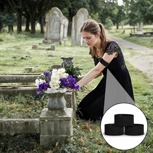 5 X 35cm/2 X 14 inch Mourning Bands for Badges, 6 PCS Funeral Mourning Band Elastic Adjustable Funeral Bands, Black Elastic Arm Band Mournings Armband for Mournings, Funerals, Memorial, Condolence - image 5