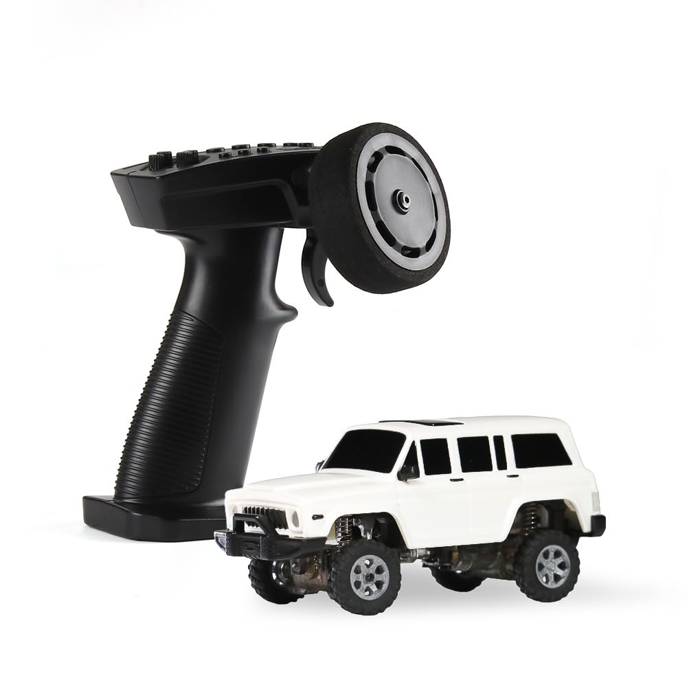 SpedUpX SNICLO 1:64 Mini RC Off-Road Car, 2.4G Full Proportional Control, Metal Driveshaft, Multi-Link Chassis, Independent Suspension, RTR Electric Climbing Vehicle(White/RTR Version)