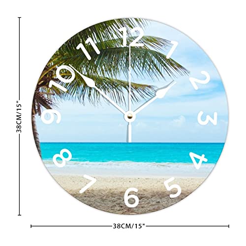 Horloge murale décorative 38cm grand format avec motif palmiers