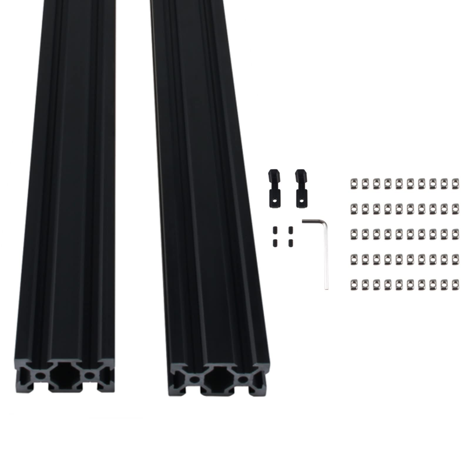 2 unidades de 600 mm V-Slot 2040 perfil de aluminio para extrusión de perfil de aluminio anodizado negro para impresora 3D y máquina de grabado láser CNC DIY