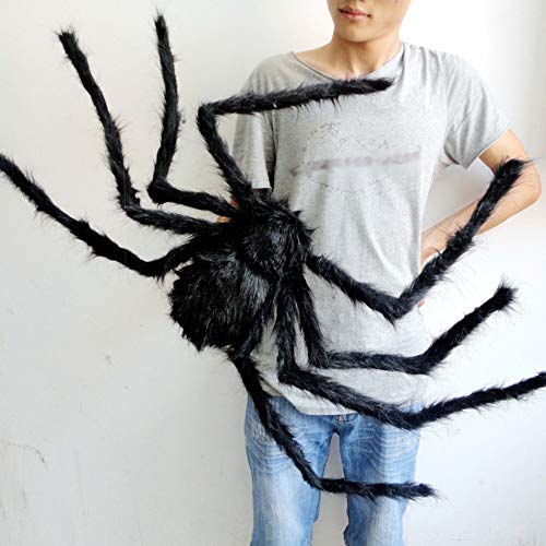 oremila Giant Spider, Adjustable Scary Funny Hairy Spider Props for Halloween Haunted House Home Yard Decor, 4.9ft