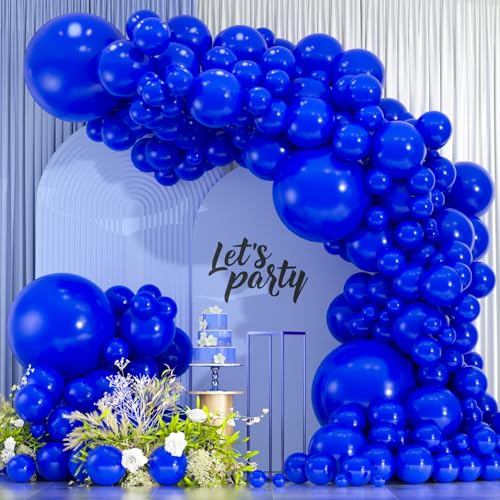 Image of 114pcs Royal Blue Balloons Different Sizes, 18 12 10 5 inch Matte Dark Blue Balloons Garland Arch kit for Graduation New Year Baby Shower Birthday Baseball Nautical Party Decorations