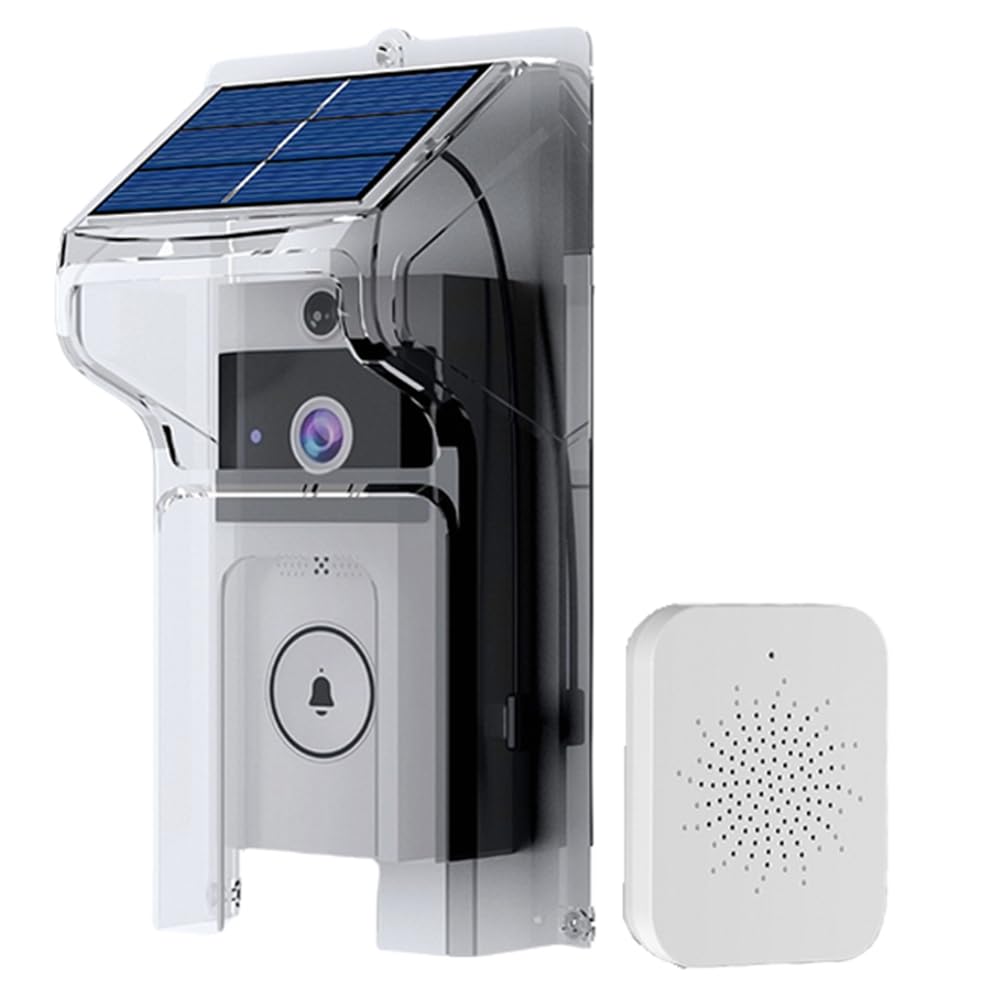 Sonnette WIFIvisual Sans Fil avec Chargement Solaire, Vision Nocturne, Étanche, pour Maison Intelligente, HD, Interphone Bidirectionnel, Voix