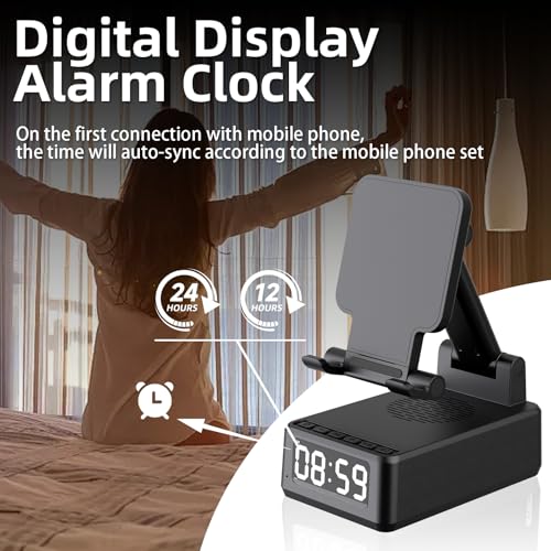 Lartedaux 4 In 1 Bluetooth 5.3 Wireless Speaker With Adjustable Phone Stand Wireless Charging Station, Digital Alarm Clock & Portable Speaker Support Usb Drive thumb #5