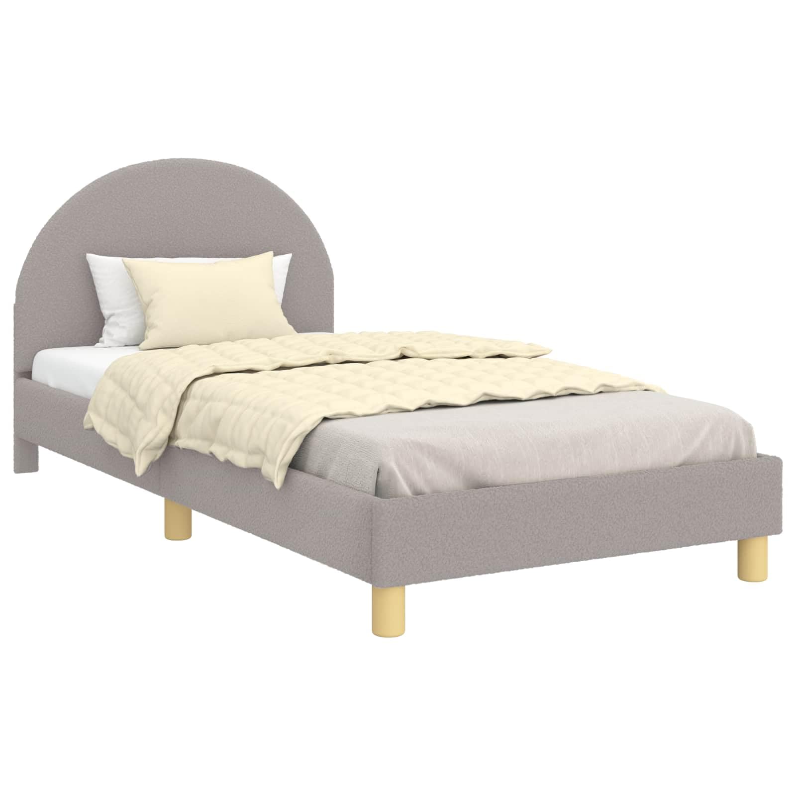 vidaXL Łóżko Dziecięce z Ramą i Zagłówkiem jasnoszary 90x190 cm Bouclé